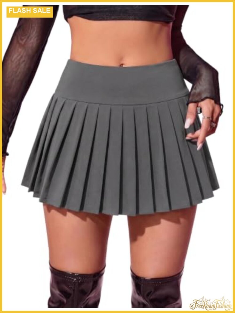 Pleated Mini Skirt Polyester Spandex High Stretch Schoolgirl Costume Clubwear